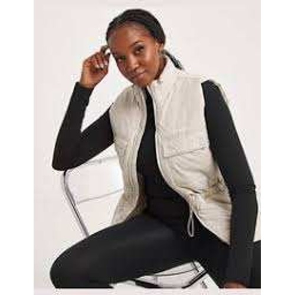 Pink Soda Sport Olympic Gilet Beige NEW Women Puffer Vest XXS Minimalist Layer